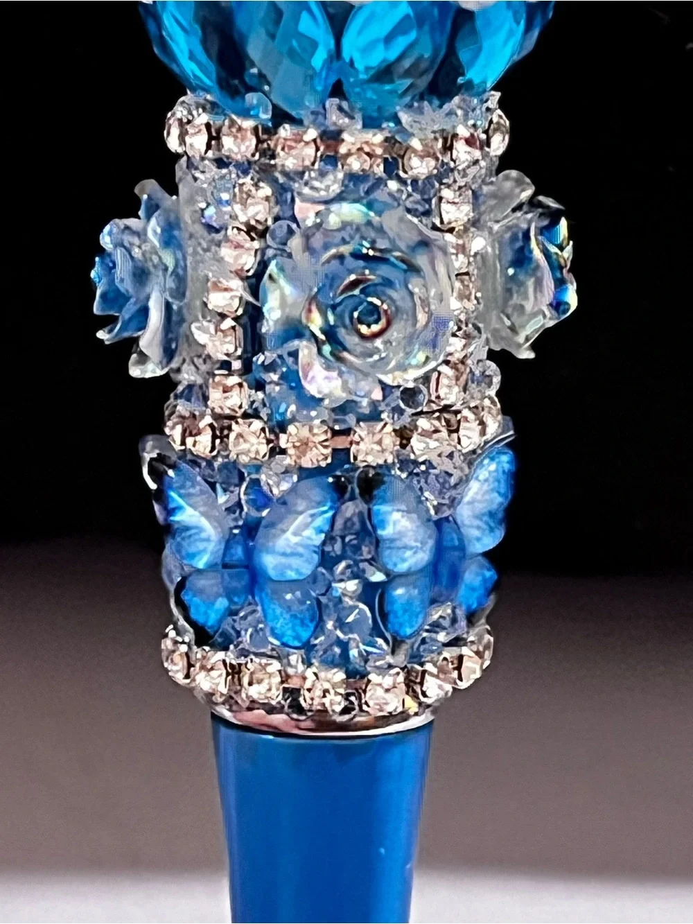 Designer inspired Luxury Blue custom designed decal fancy beaded pen